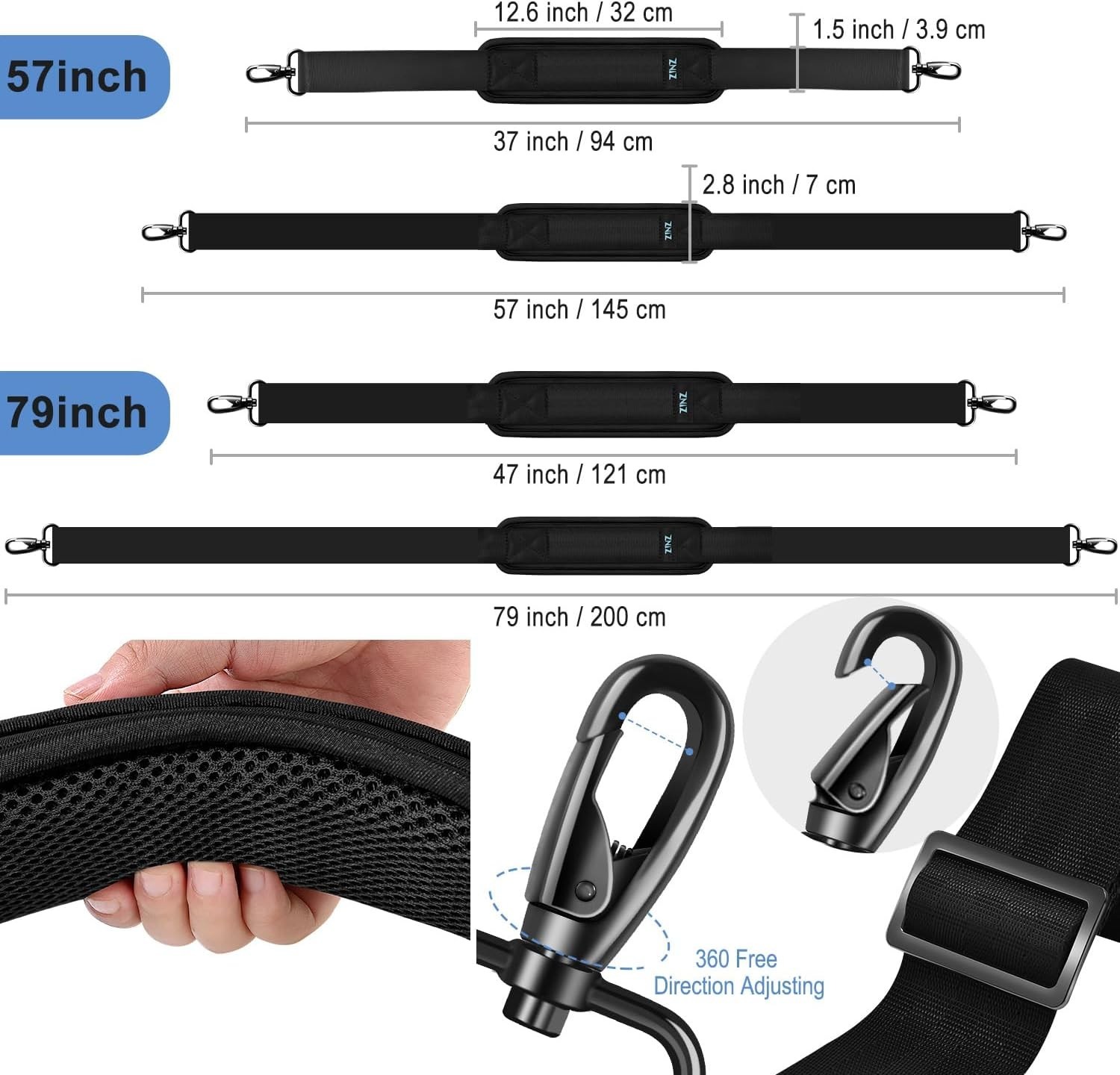 Bag Shoulder Strap, Padded Adjustable Shoulder Strap Replacement