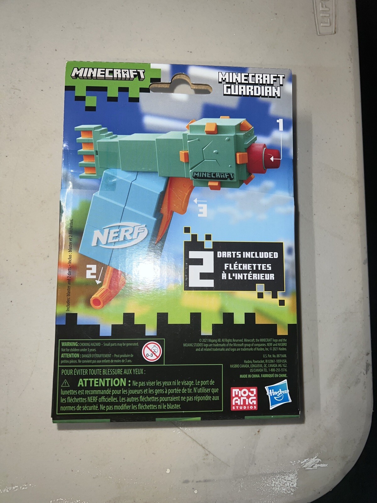 NERF MicroShots Minecraft Guardian Blaster 2 Official Elite Darts Priming Handle
