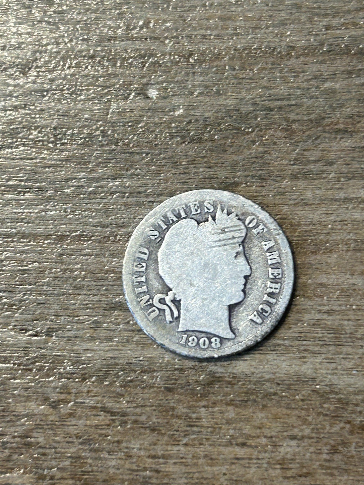1908D Barber Dime G+