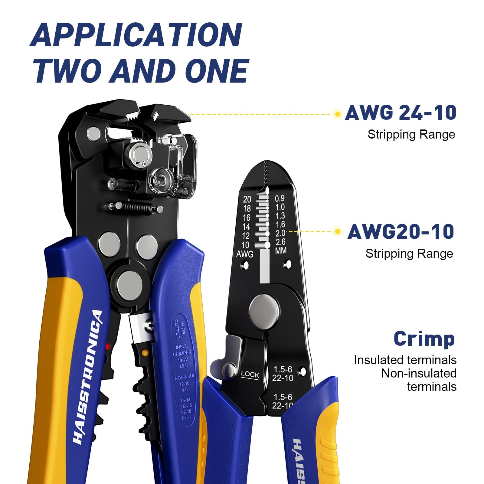 Wire Stripper Tool Set 10-24 AWG Self Adjusting Automatic Cable Cutter Blue