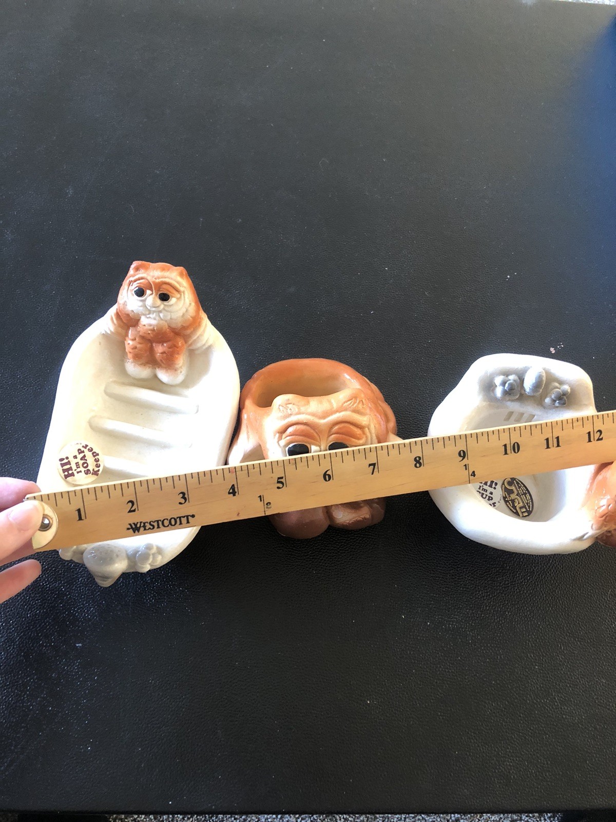 Vintage 70s Owl Toothbrush Holder Caddy Soap Dish Cup Holder Set Bathroom Decor