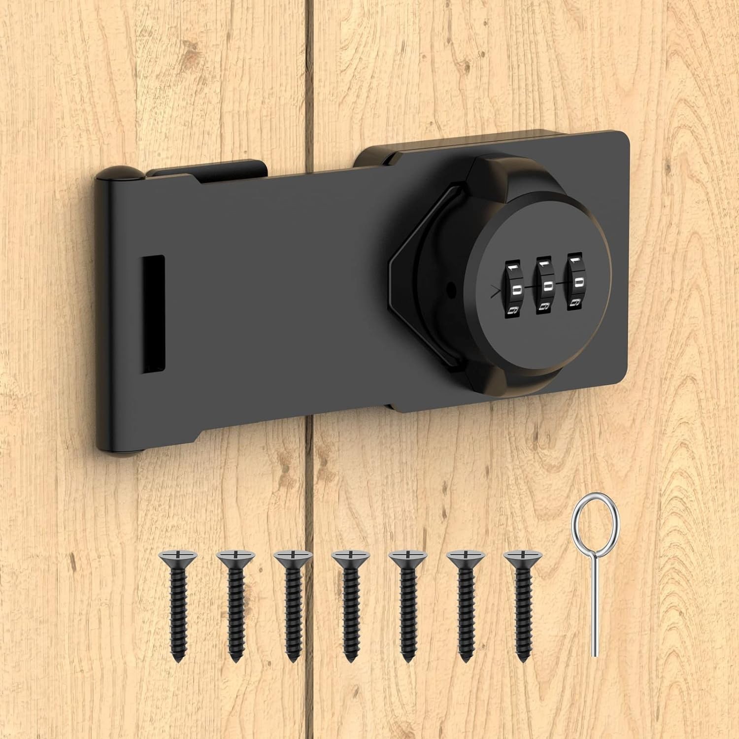 Mechanical Password Rotary Hasp Locks, Door Slide Latch Lock Black