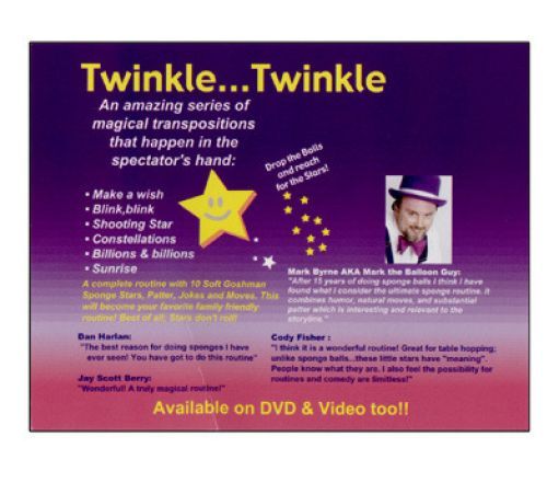 TWINKLE TWINKLE & INSTRUCTIONS BY MARK BYRNE MAGIC SPONGE GOSHMAN STARS TRICKS