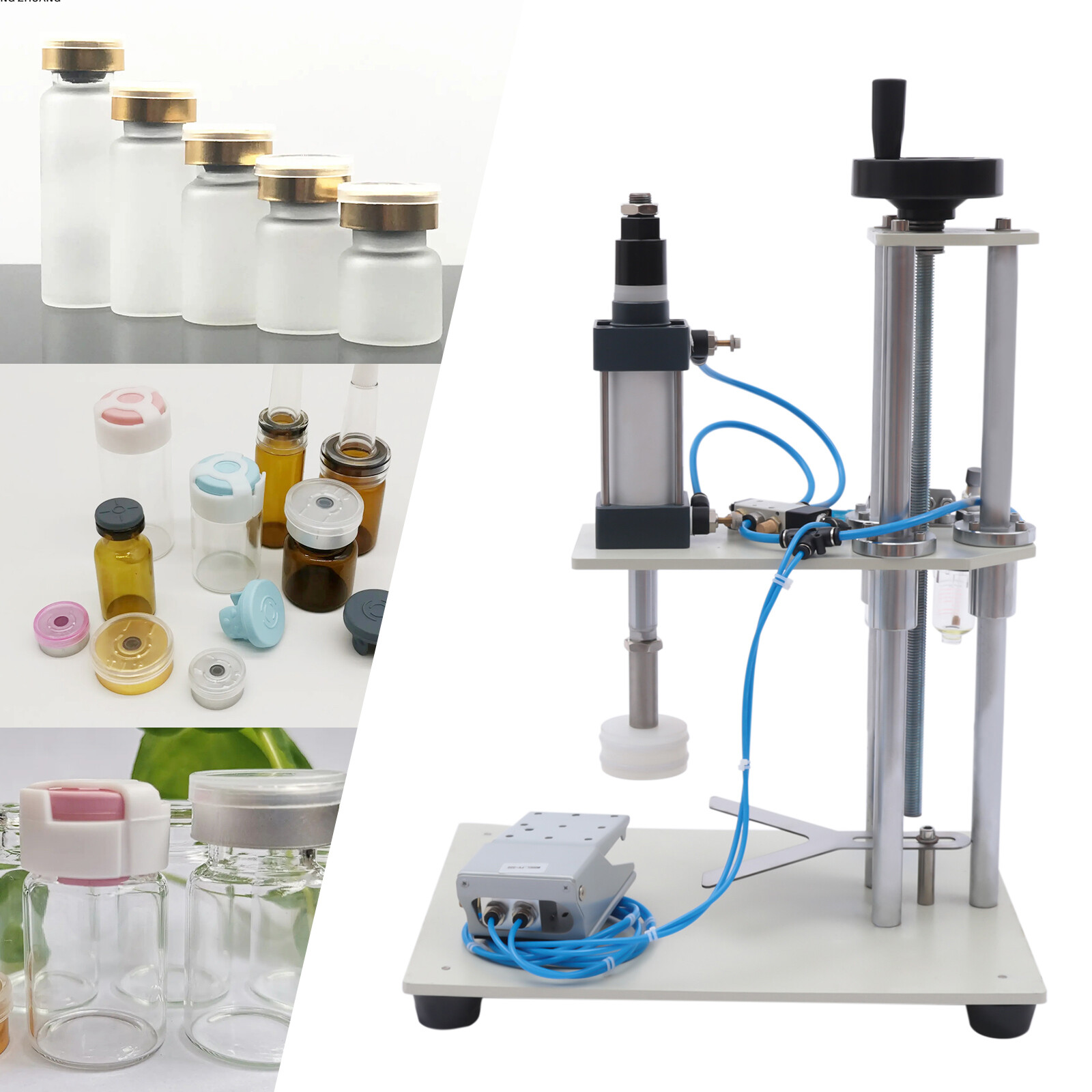 Bottle Cap Sealing Pneumatic Capper Press Machine For Plastic & Metal Caps