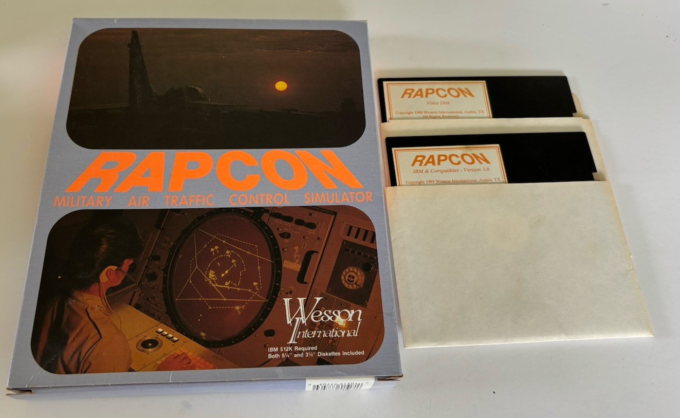 RARE 1989 RAPCON Military Air Traffic Control Simulator Game, Big Box, PC Wesson