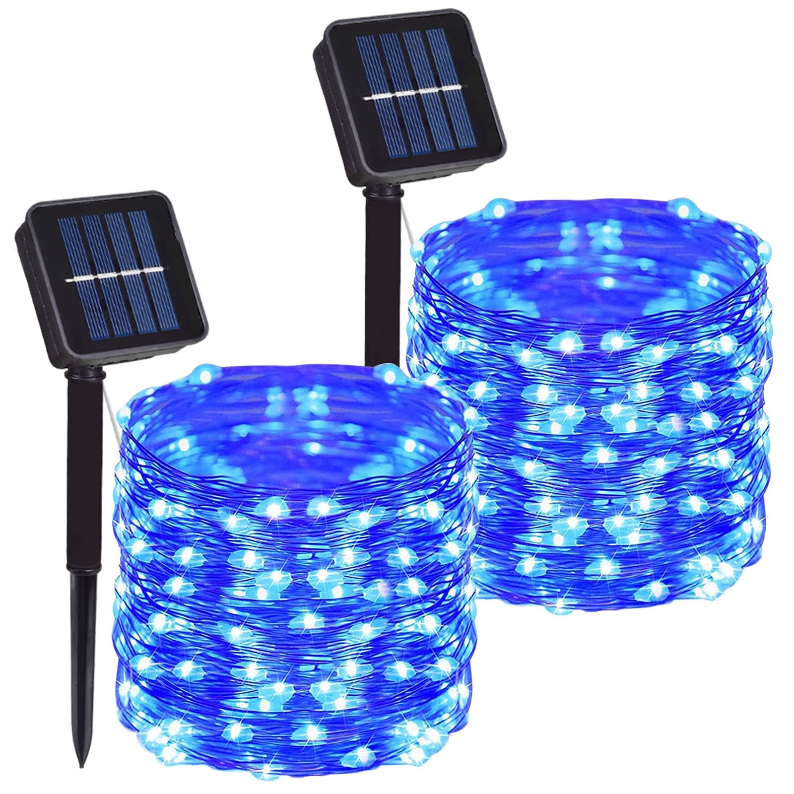 2 Pack Total 200 Led 66ft Solar Powered Copper Wire String Lights Outdoor Waterp
