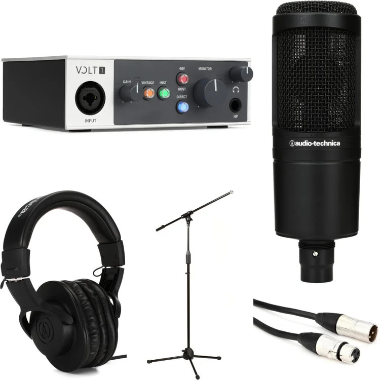 Universal Audio Volt 1 Audio Interface and Audio-Technica AT2020 Mic Bundle