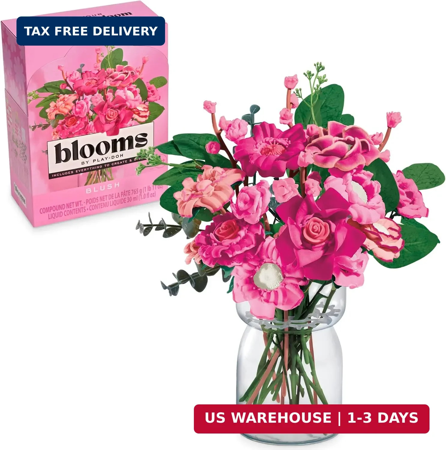 Play-Doh Blooms Blush Flower Bouquet Making Kit | Floral Crafts for Adults & Tee