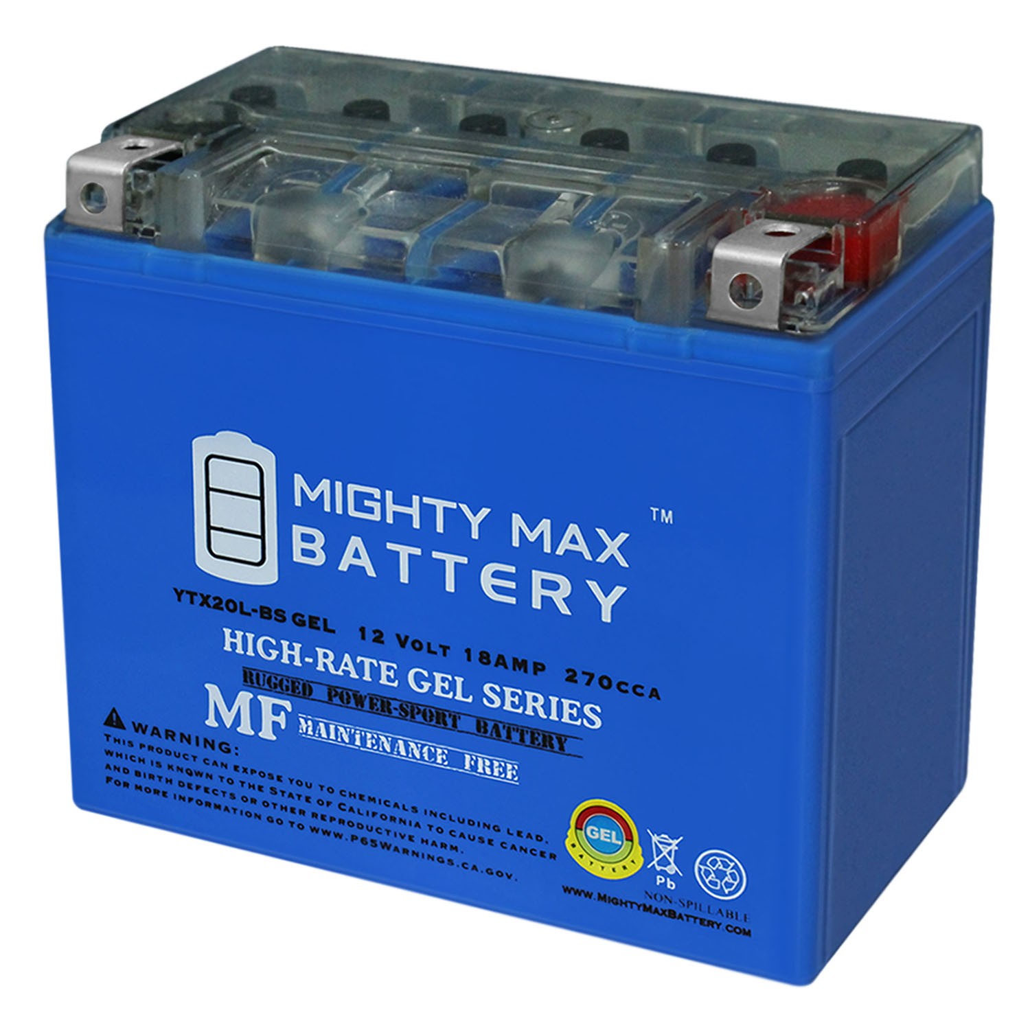 Mighty Max YTX20L-BS GEL Battery for Harley-Davidson FLSTF Softail Fat Boy 91-14