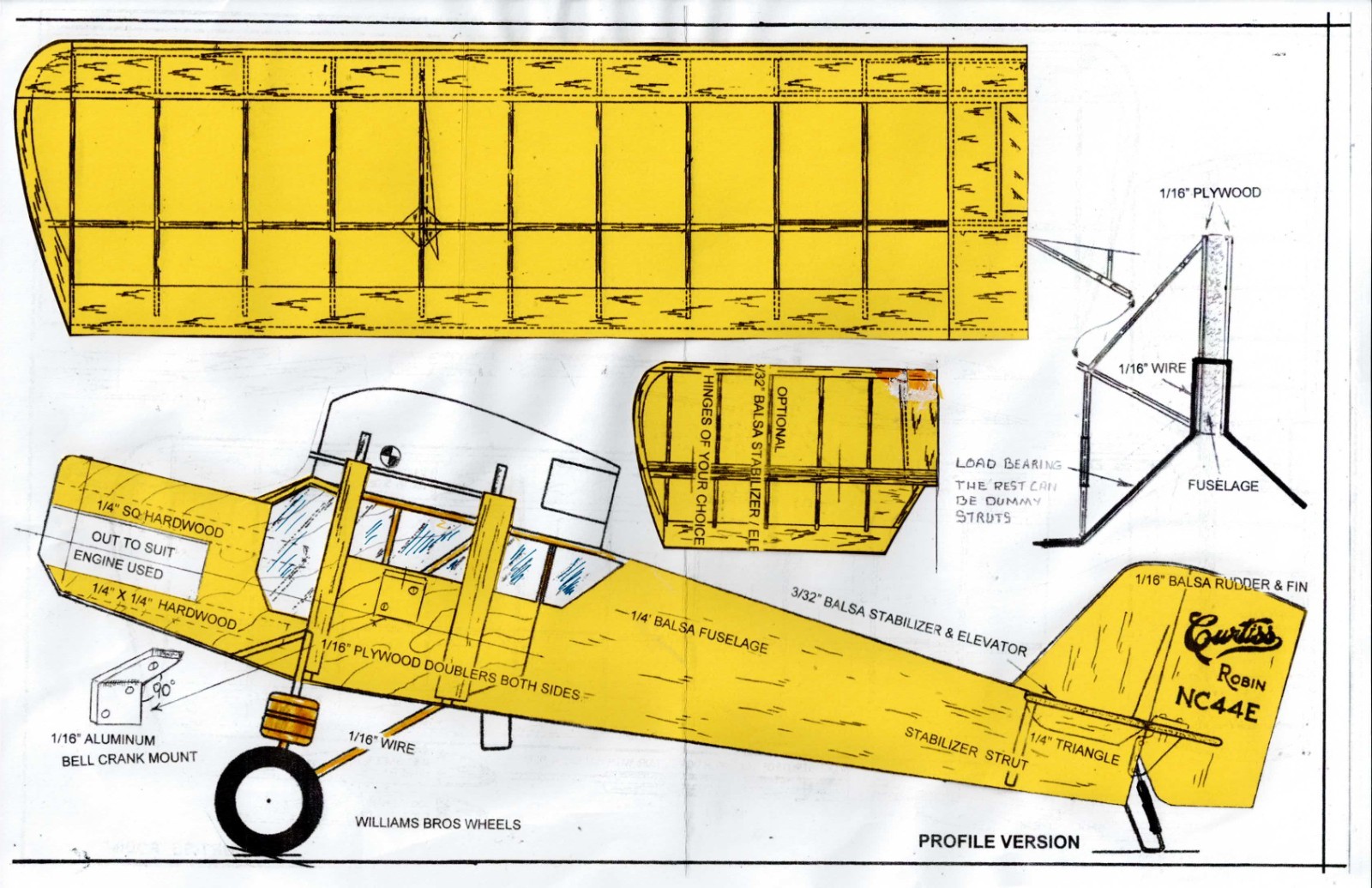 1/2 A  Curtis Robin  U-Control Model airplane plans only