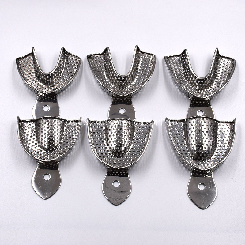 Dental Stainless Steel Perforated Impression Edentulous Trays S/M/L/Anterior