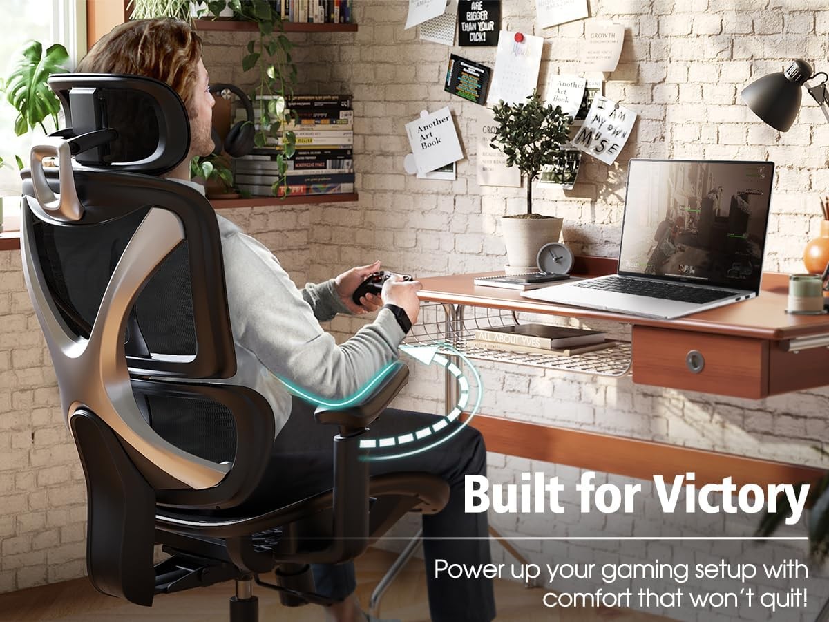 Ergonomic Office Chair,3D armrest - 215° Rotation, 350LBS for Work Gaming