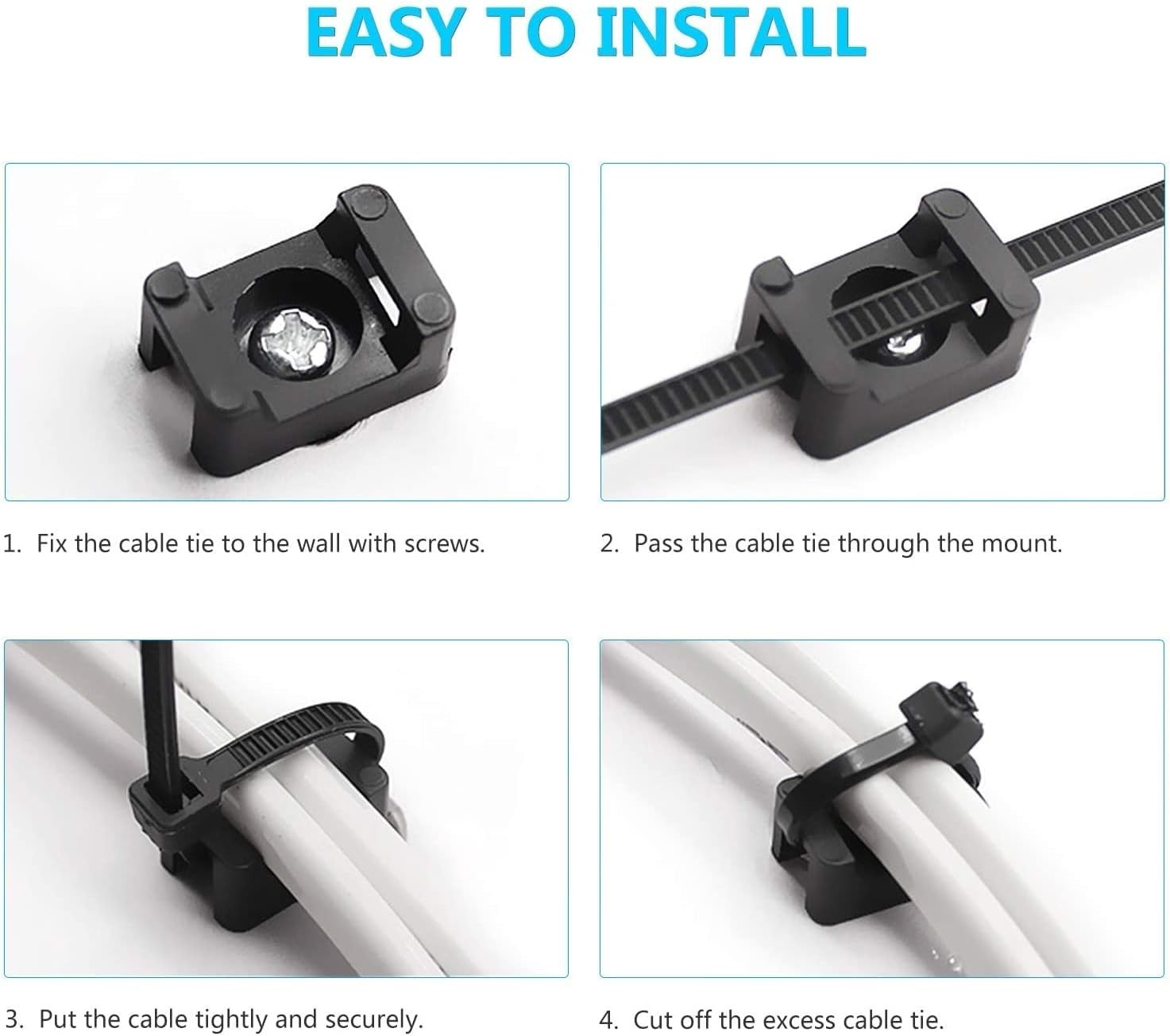 Cable Tie Mounting,100 Pcs Zip Base,5 mm(M5) Screw Hole, Black