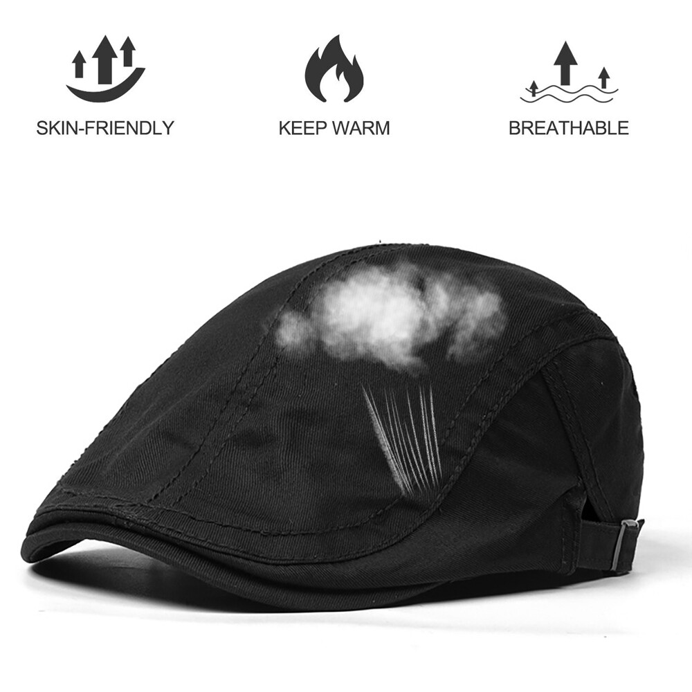 Solid Cotton Gatsby Cap Men Ivy Hat Golf Driving Summer Sun Flat Cabbie Newsboy