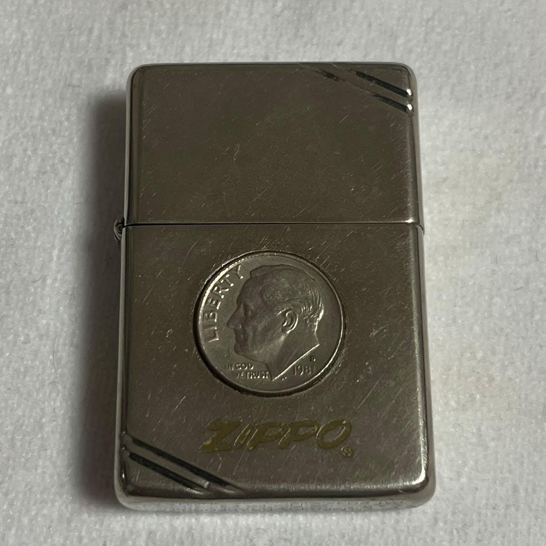 Vintage Zippo One Dime 1981 Roosevelt "Liberty" Coin Oil Lighter PAT.2032695