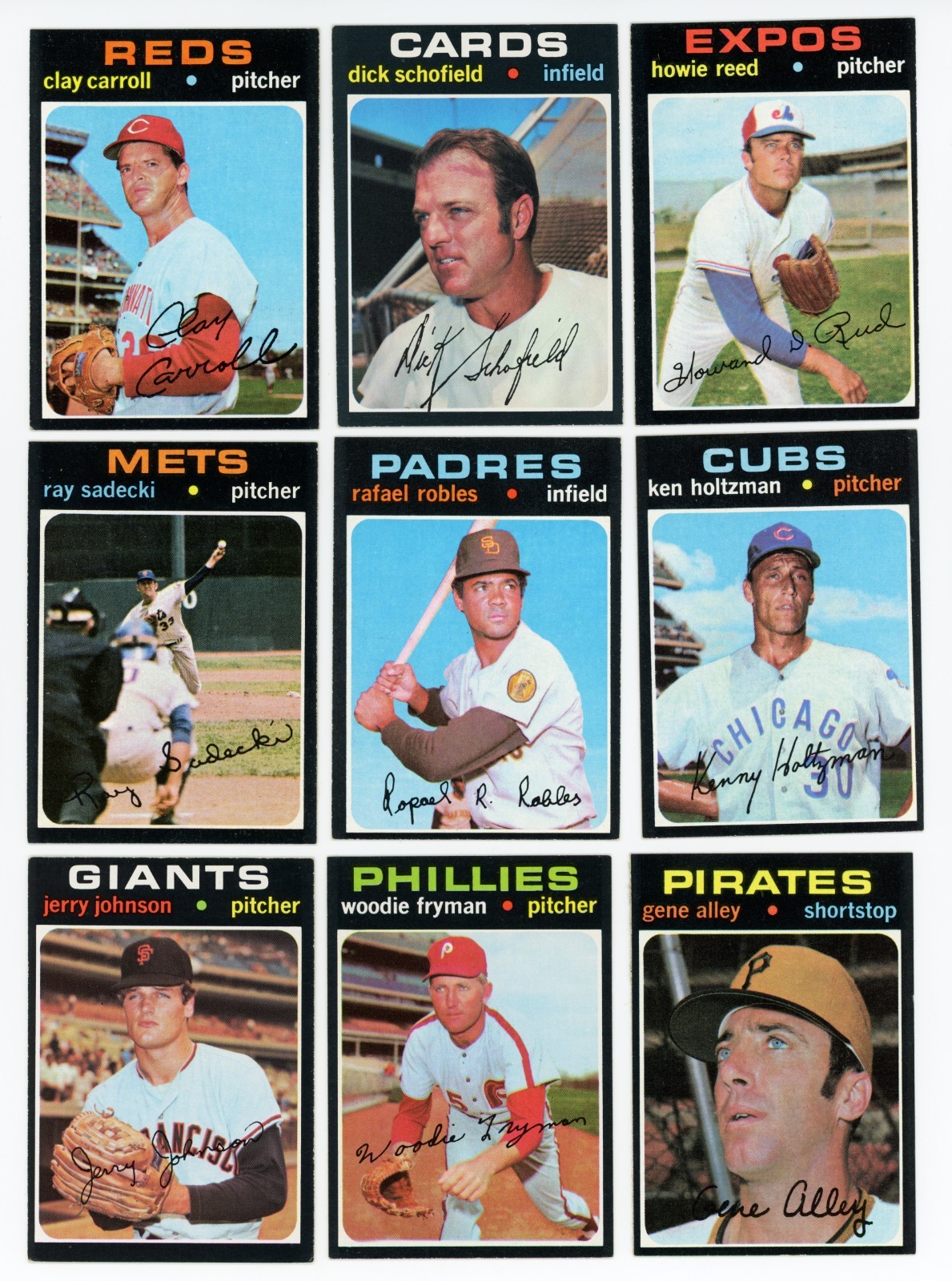 1971 TOPPS BASEBALL  394 396 398 406 408 410 412 414 416 EX+ VINTAGE LOT(9)