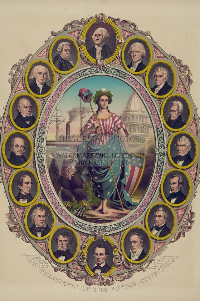 PRESIDENTS OF THE UNITED STATES LADY LIBERTY 1861 4X6 POSTCARD PHOTO