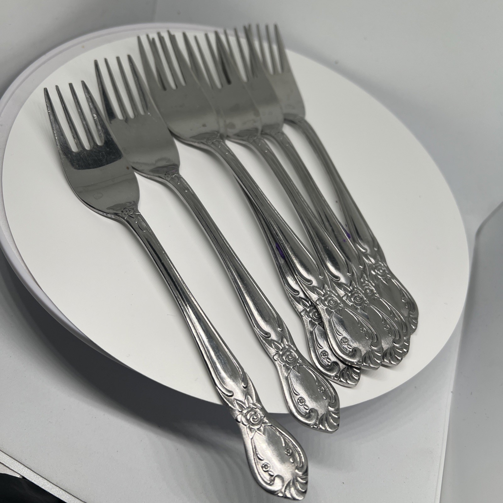 Hull Stainless Steel Lady Dauphine Salad Forks Set of  8