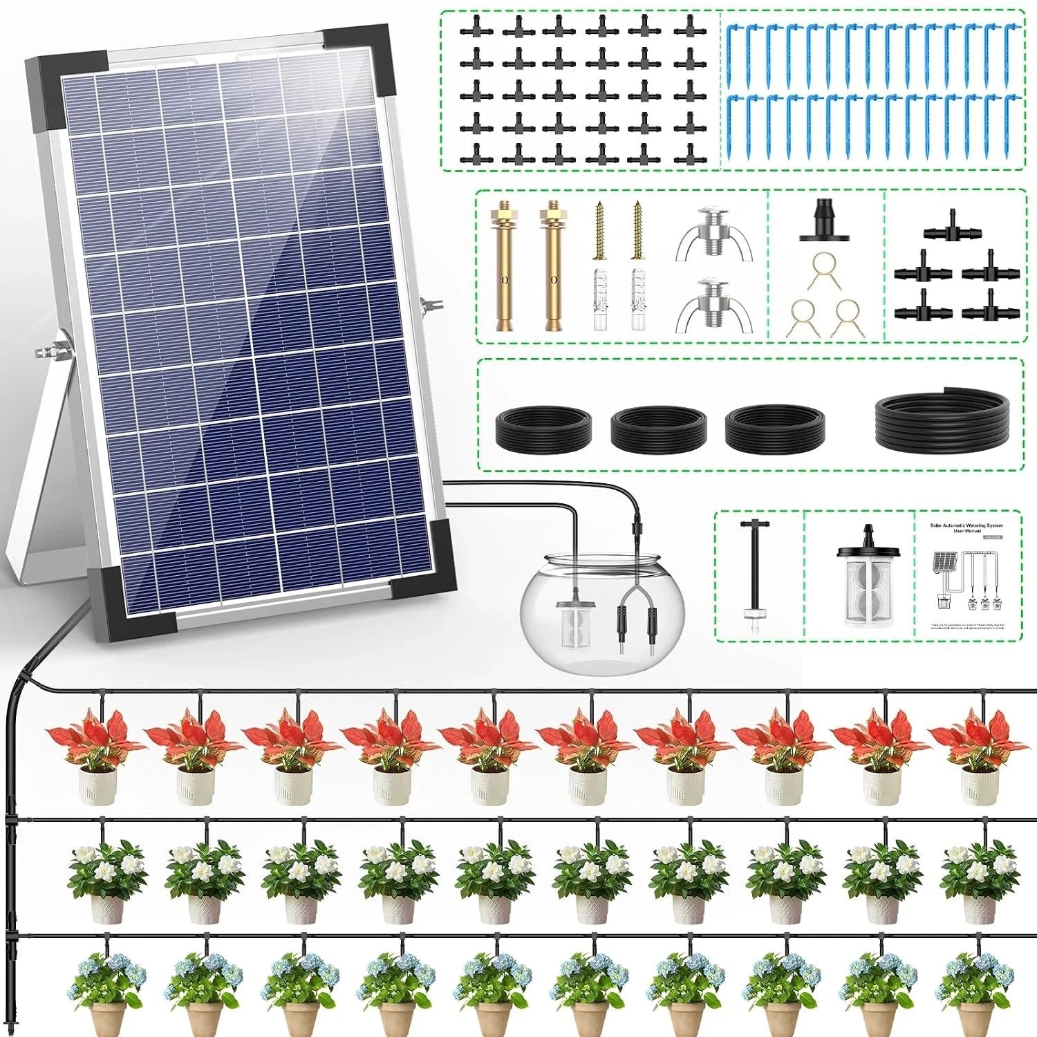 5W Solar Drip Automatic Irrigation Kit Self Watering Irrigation System,New,g