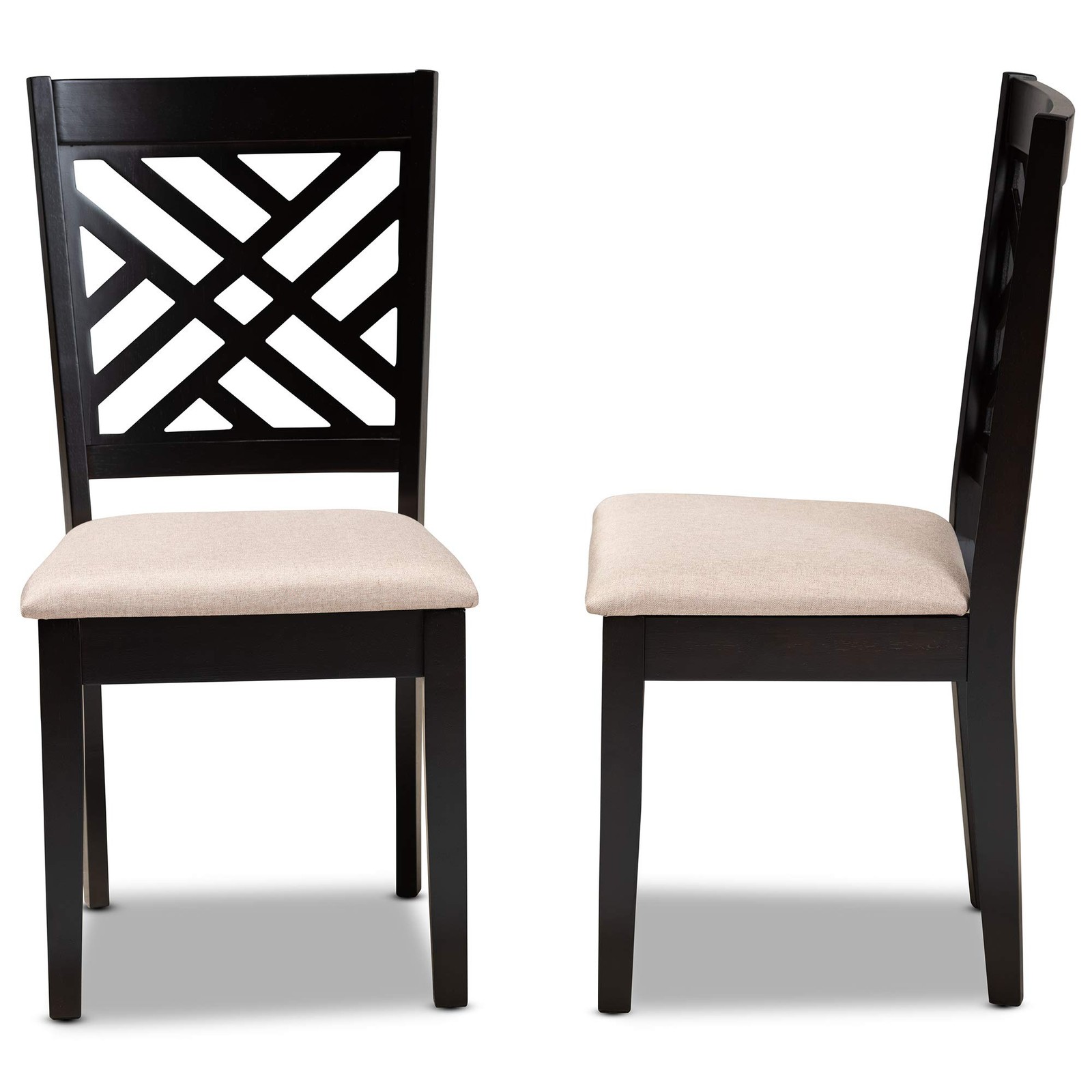 Baxton Studio Fallon Dining Chair Set - Sand Fabric Upholstered,