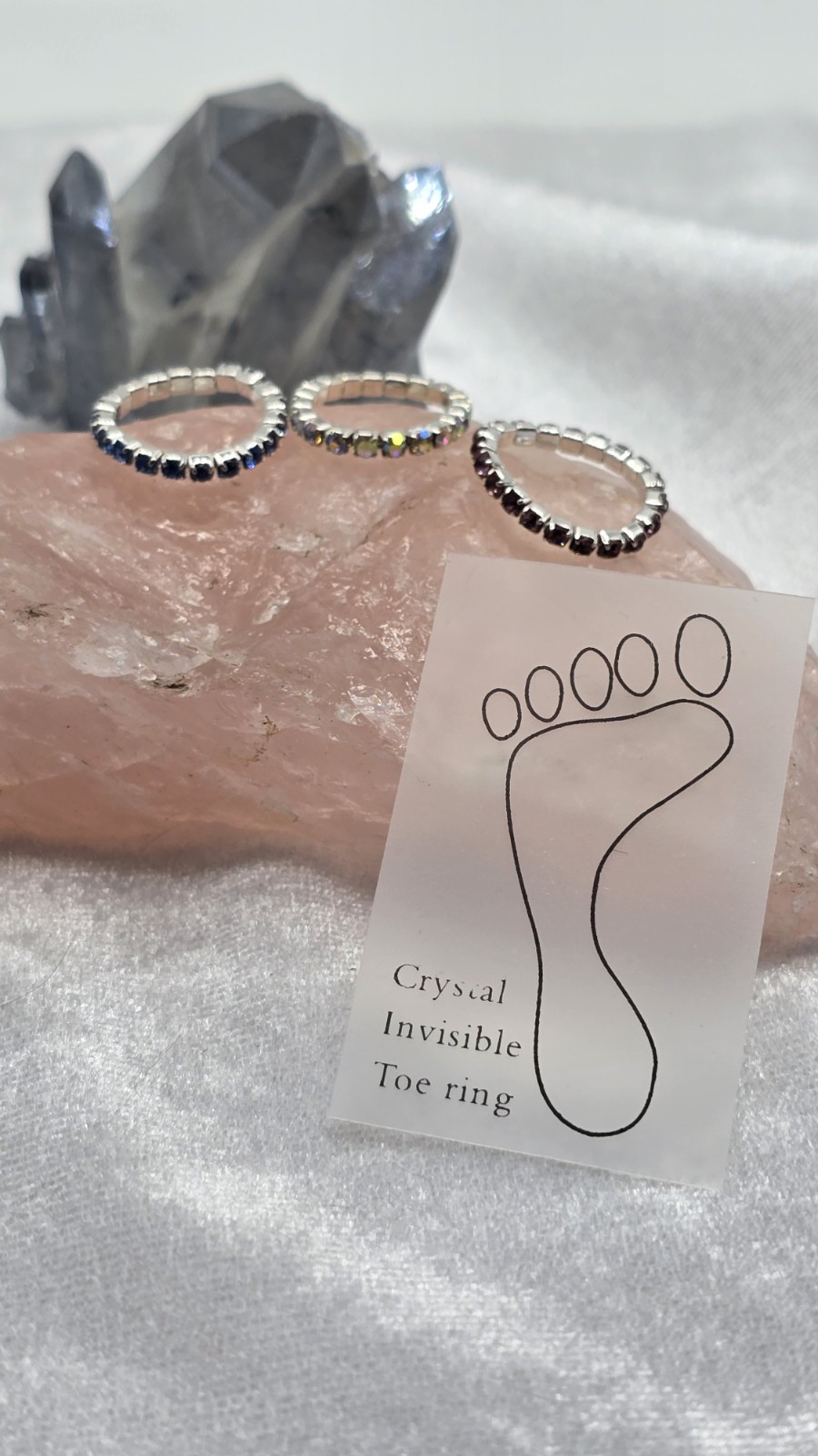 Toe Ring Crystal Rhinestones Set Of 3 Stretchable