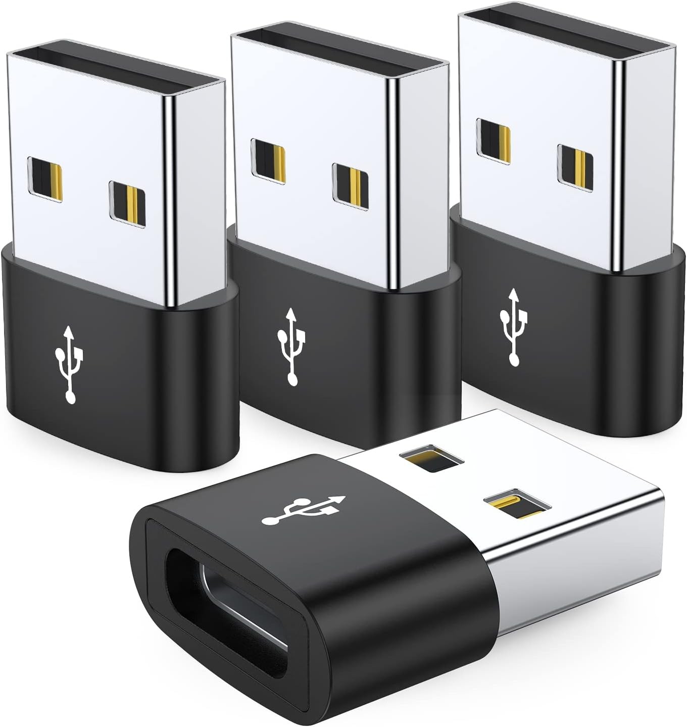 JXMOX USB C Female to USB Male Adapter 4-Pack, Type C to USB a Charger Cable Con
