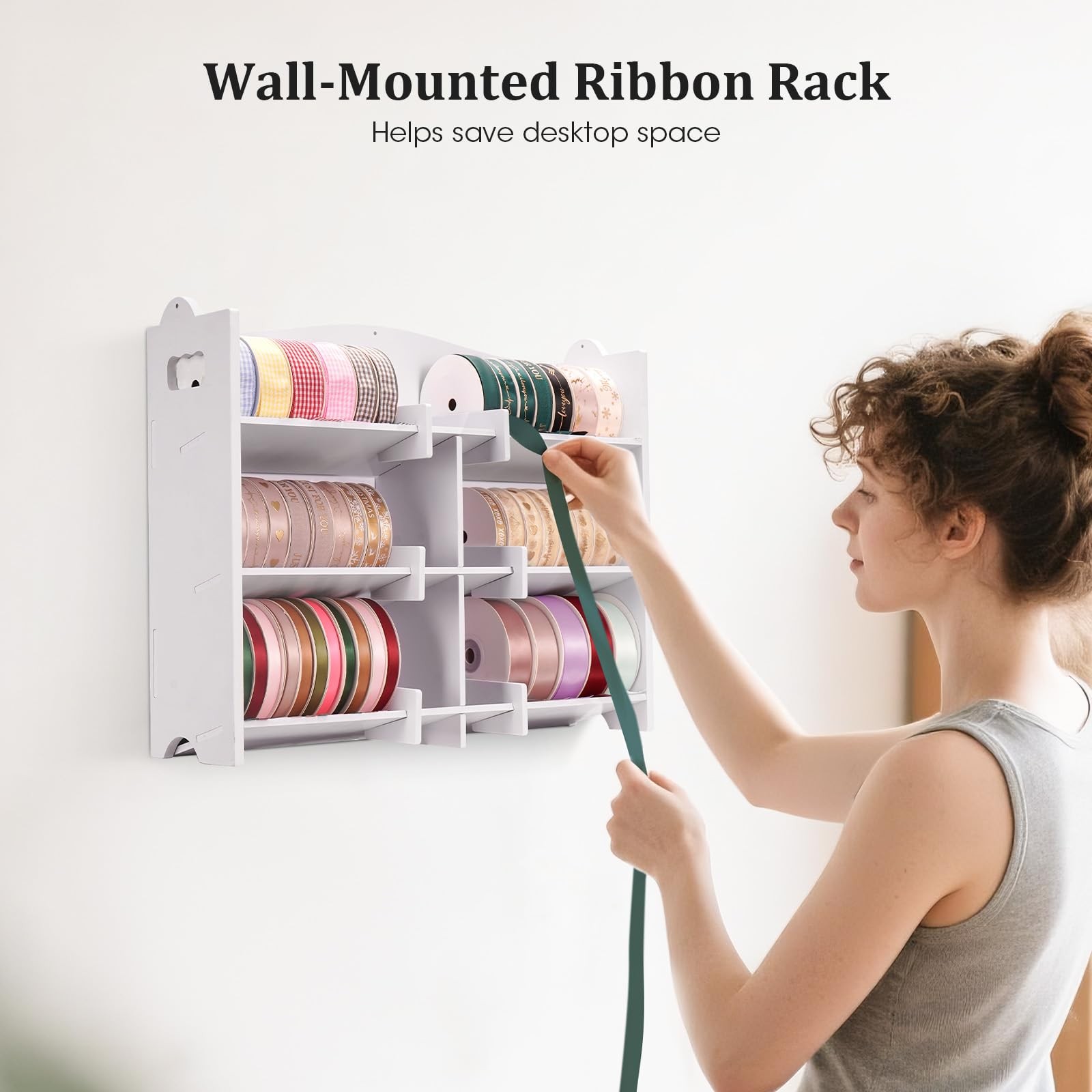 Stackable Small Ribbon Storage Organizer Rack Wall Mount Holder for 4 Inch