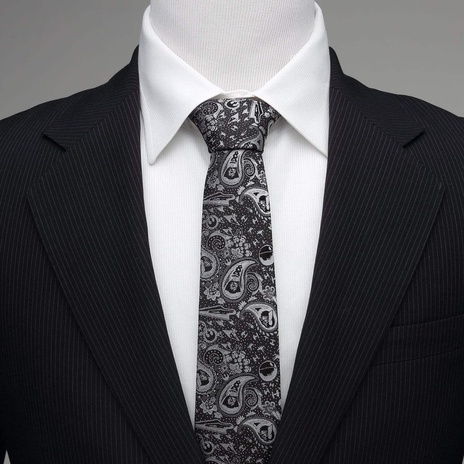 Star Wars Darth Vader Black and White Paisley Tie