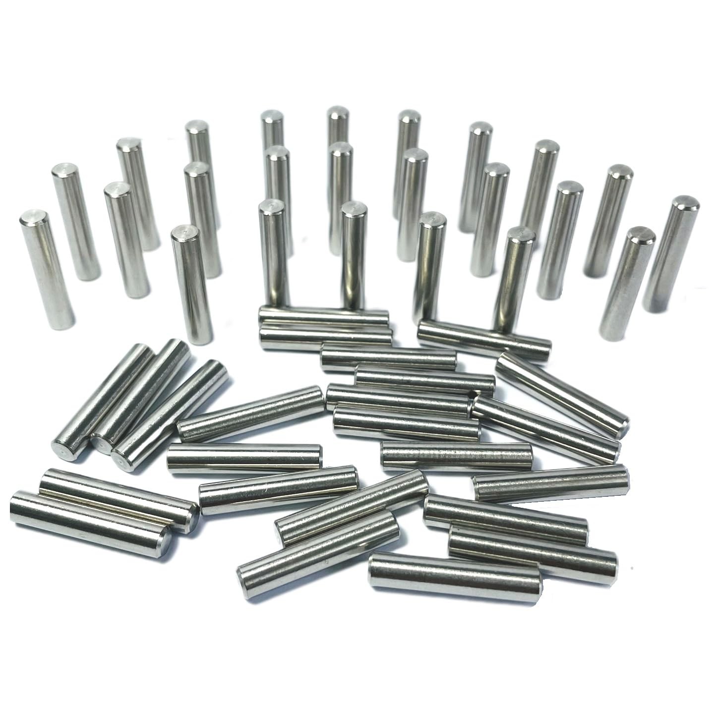 ZDingTech 50pcs 5mm x 25mm Dowel Pins,5mm Metal 3/16 x 1 Inch, Silver