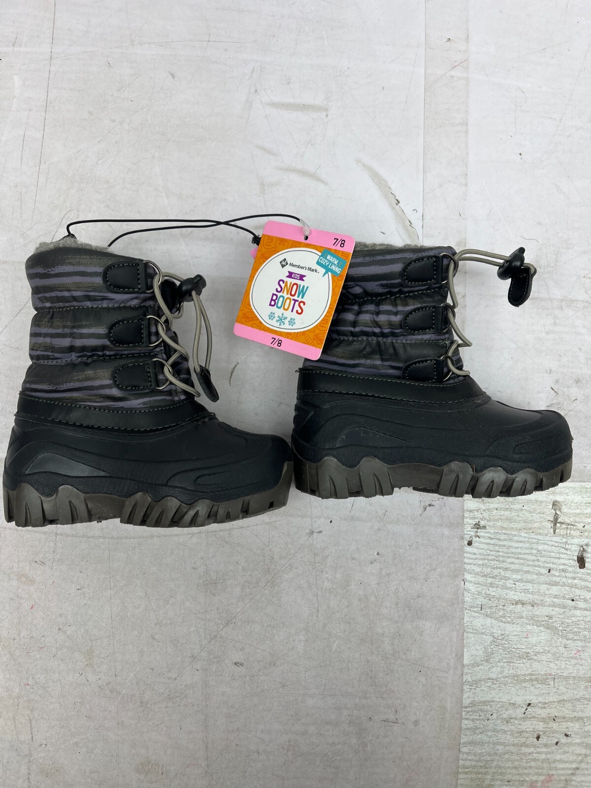 New Member's Mark Kids Snow Boots Lined Size 7/8 Green Blue Accents AM23