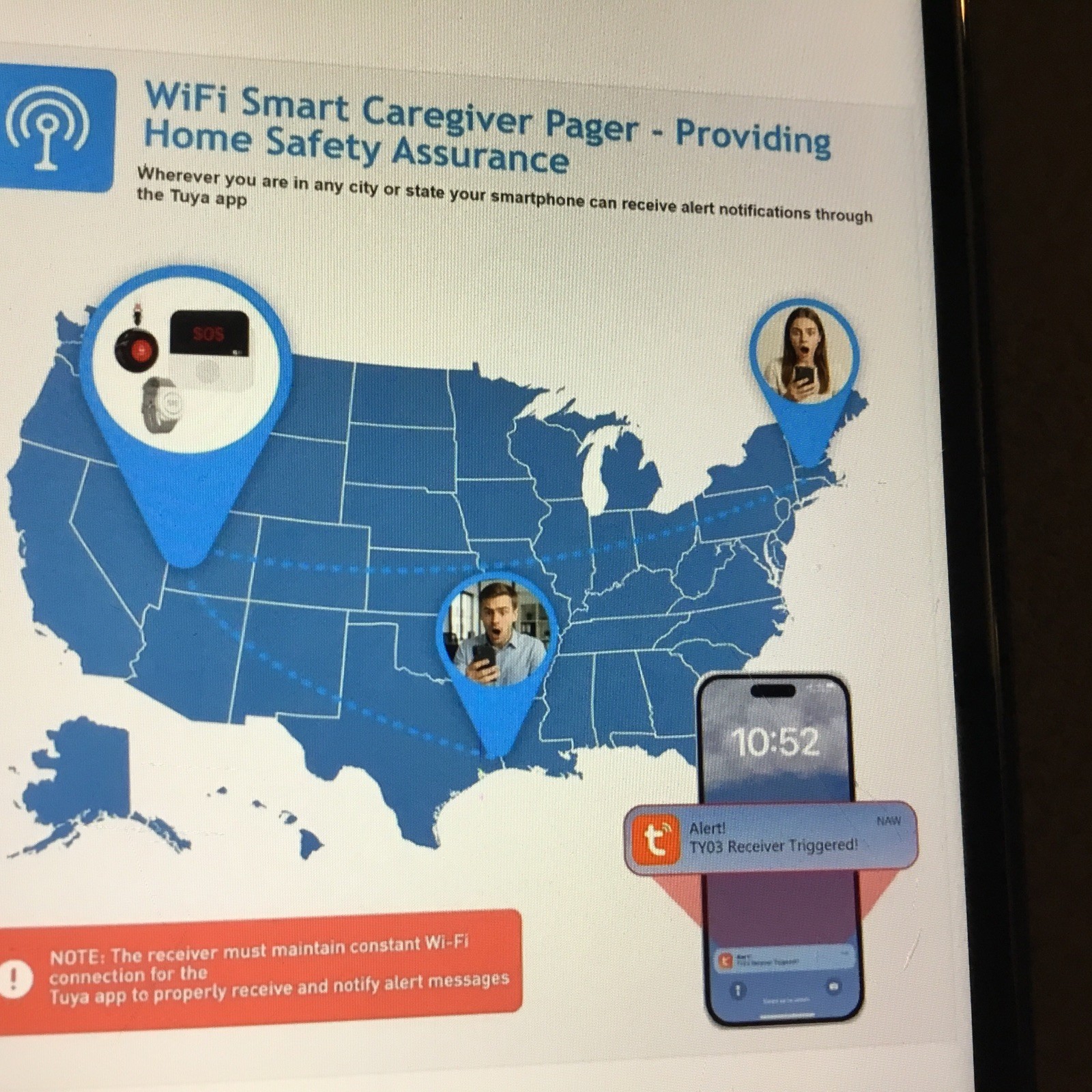 WiFi Smart Wireless Caregiver Pager Call Button System