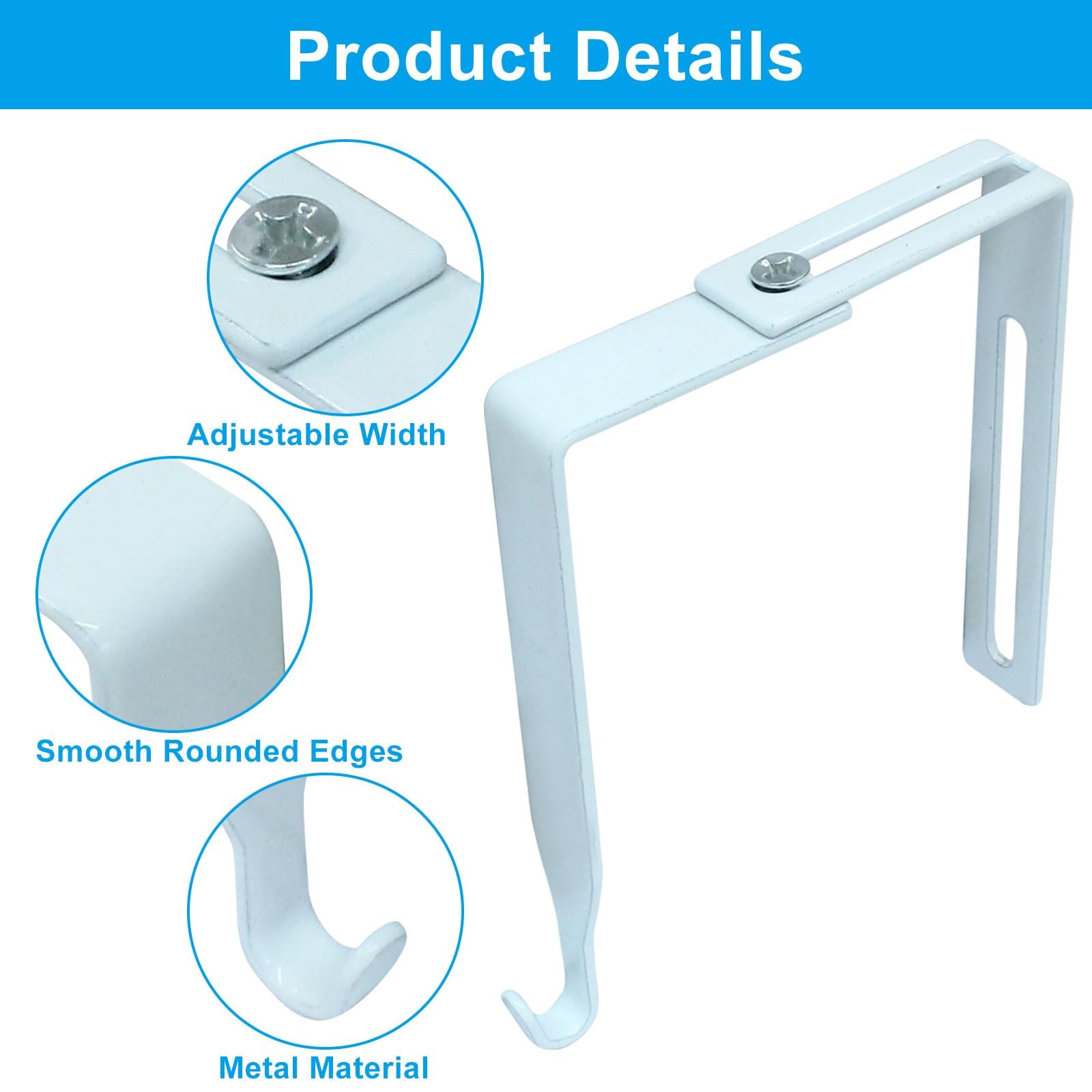 4 Packs Adjustable Cubicle Hanger, Wall Hooks Metal Universal Door Hangers wi...