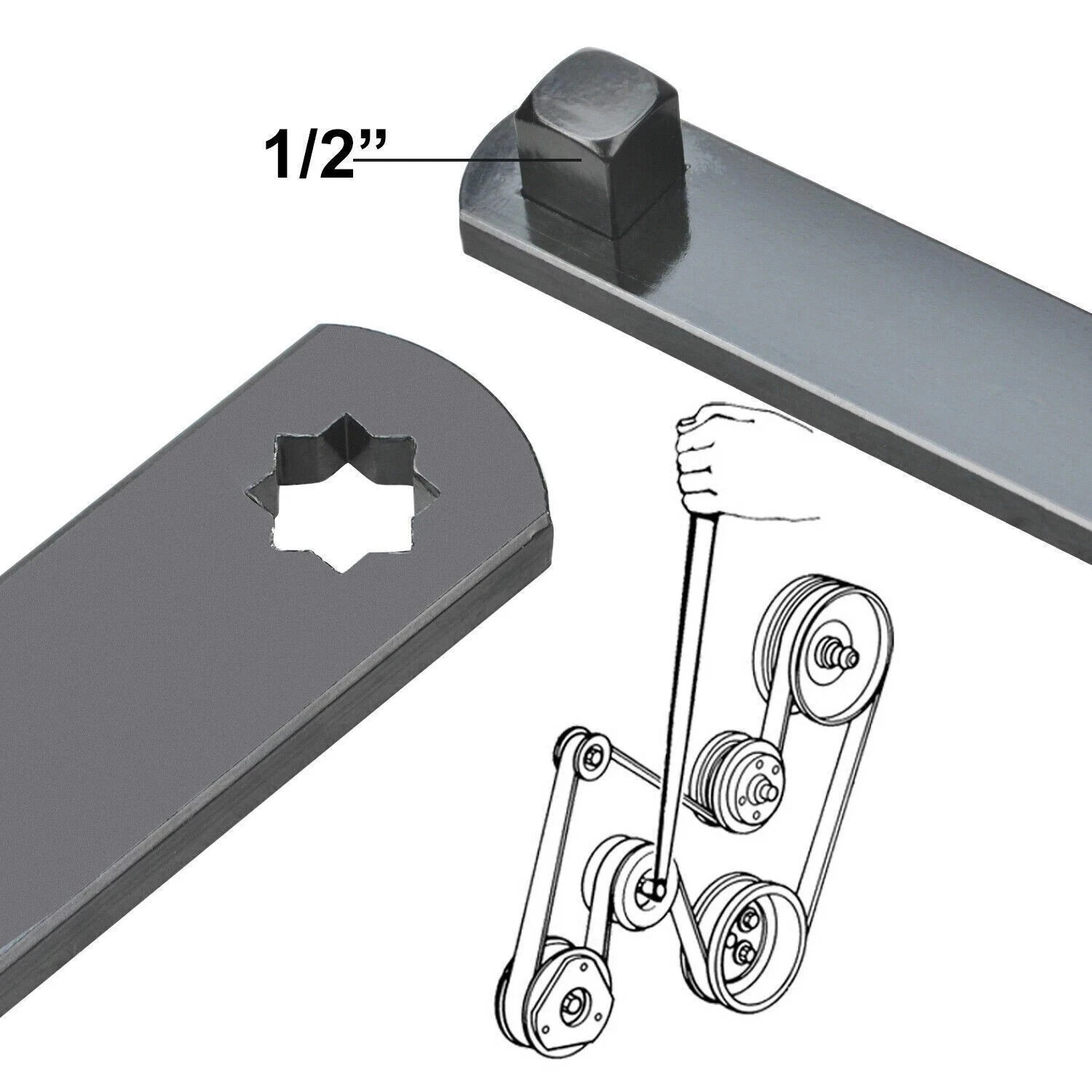 Serpentine Belt Tool Set 3/8"Pulley Wrench Installation Removal Tool