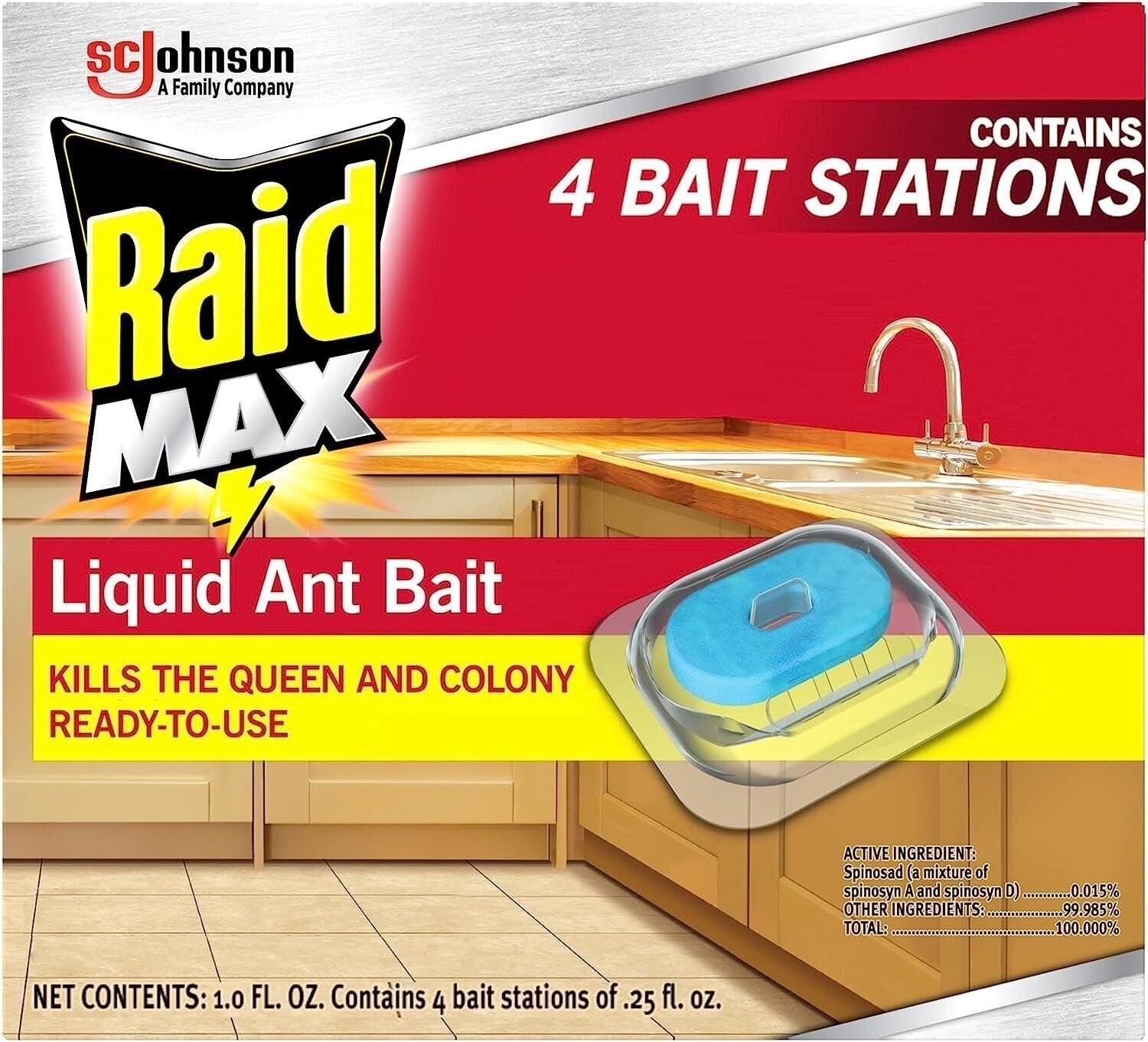 Raid Max Liquid Ant Bat; Kills Ants Where They Breed, For Indoor and Outdoor...