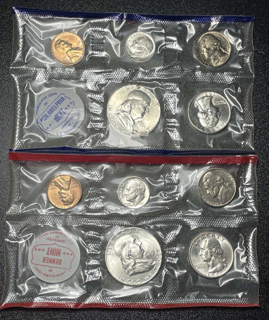1961 P&D US Mint Uncirculated Silver Mint Set with OGP/Cellophane