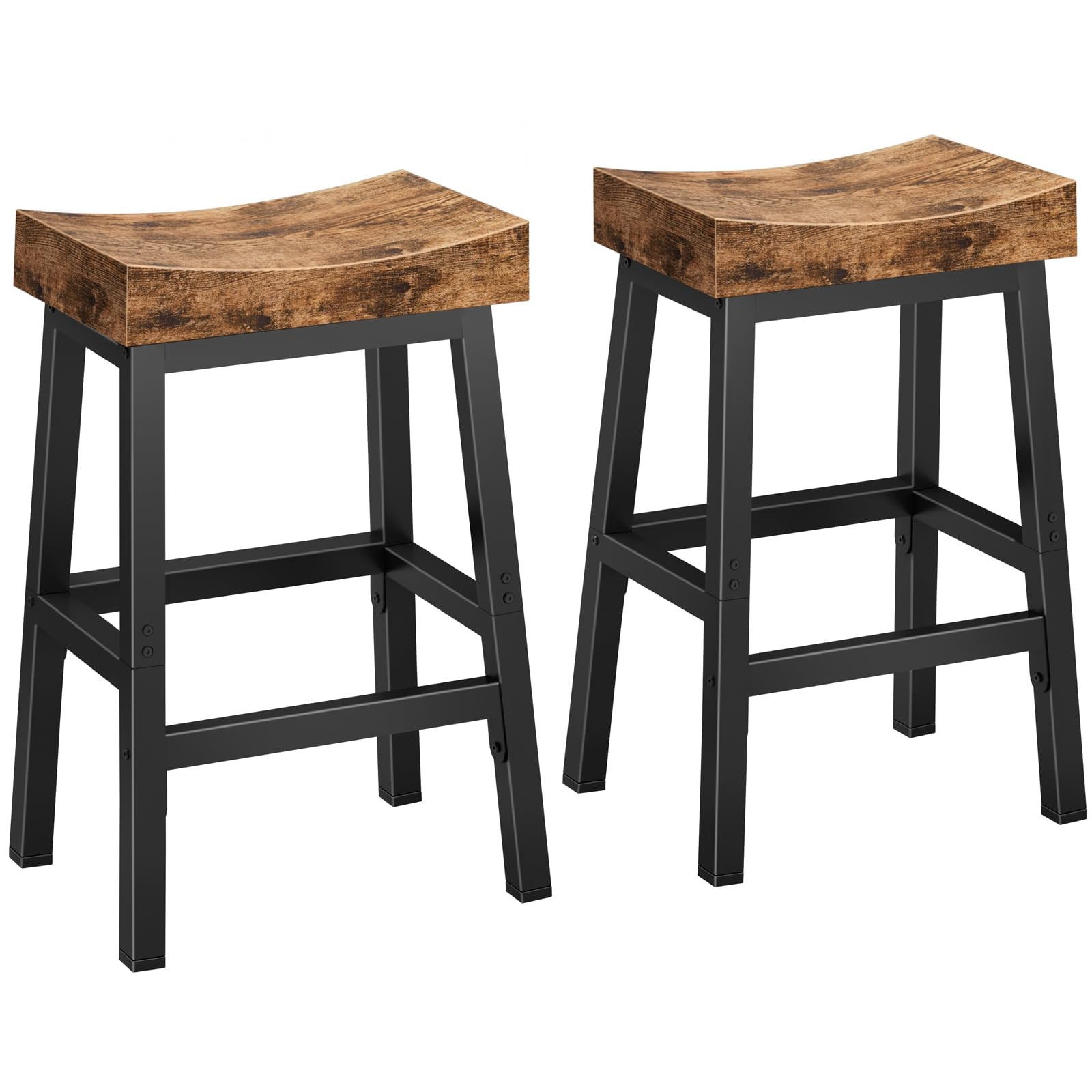 Rustic Bar Stools, 24 Inch Barstools Set of 2, Counter Height Stool with Foot...