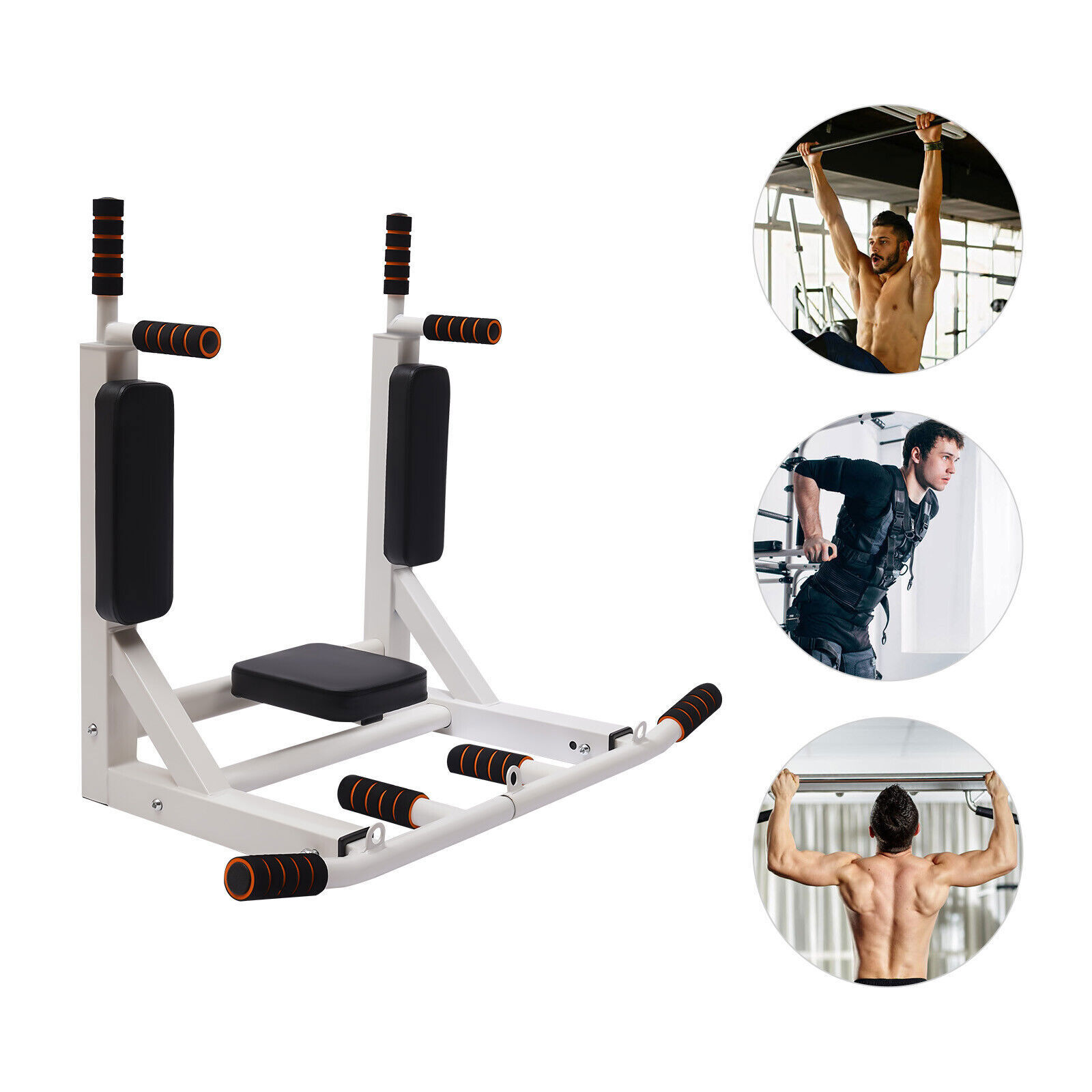Chin Up Bar Power Pull Up Wall Mounted Home Gym Fitness Dip Station Equipment
