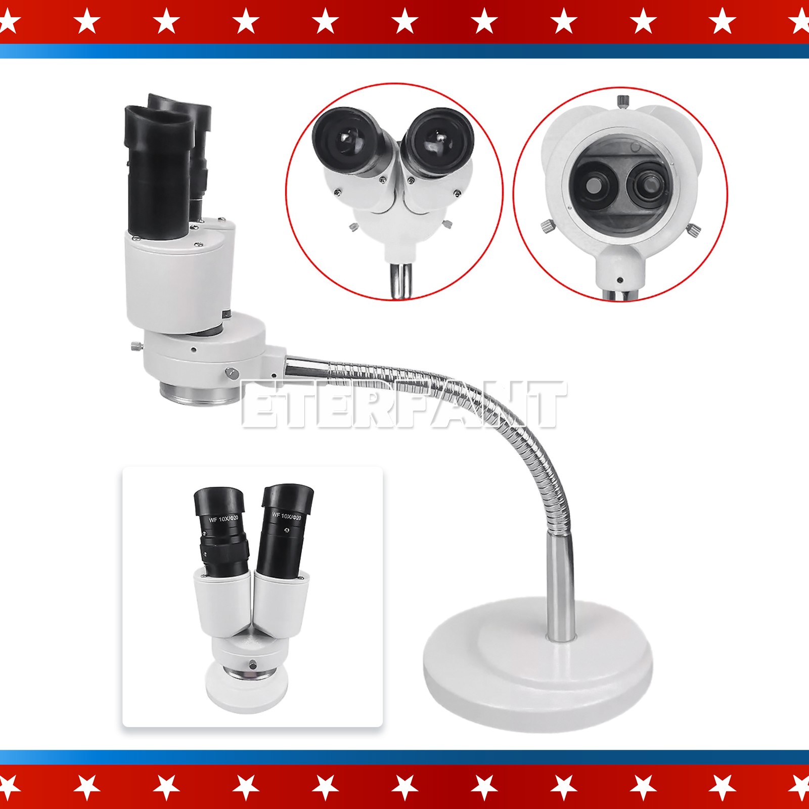 10X 360° Rotation Adjustable Binocular Stereo Microscope for Dental Lab Workshop