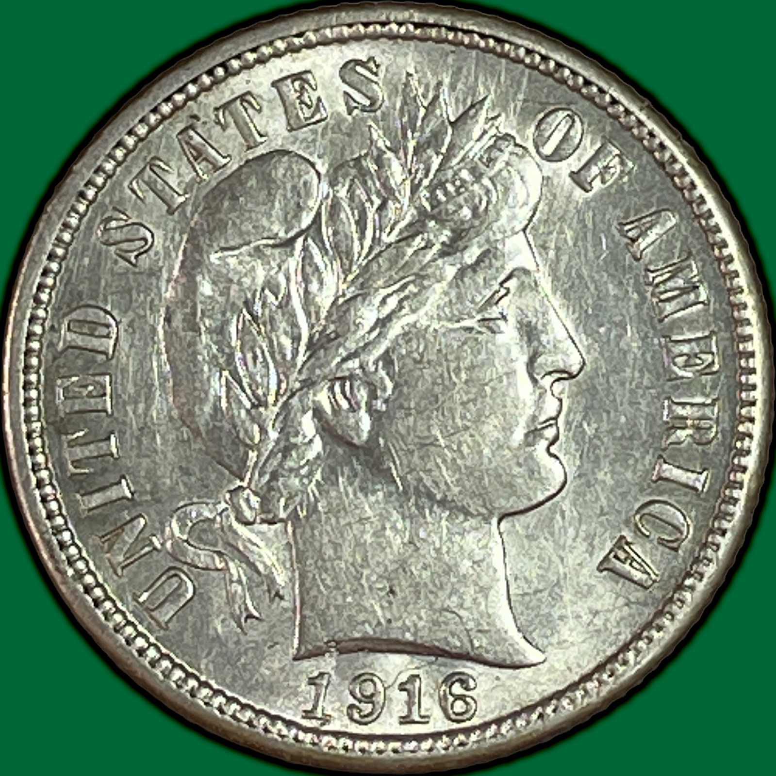1916-S Barber Dime Choice Almost Uncirculated AU+ Coin #41681