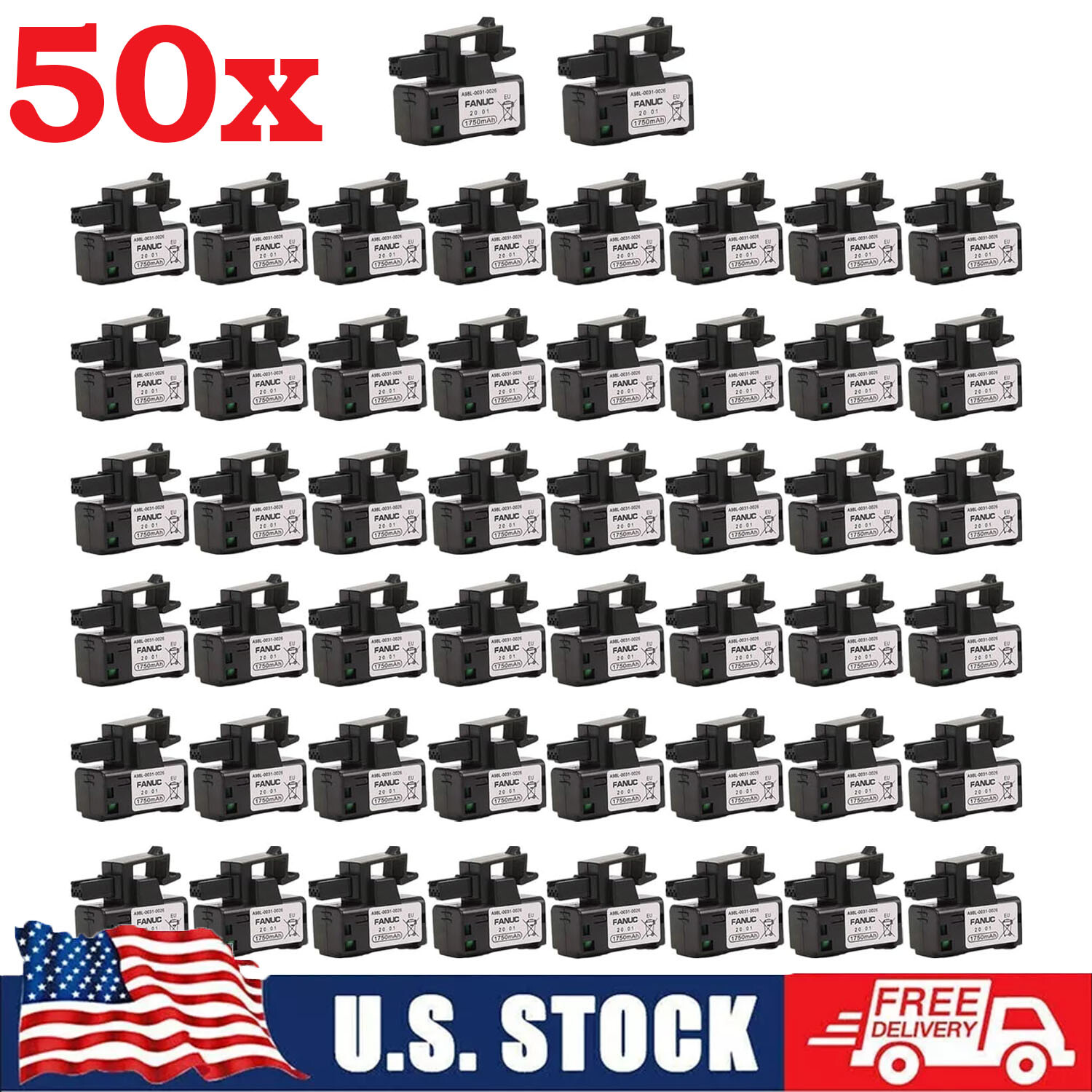 50 Pack A98L-0031-0026/A98L-0031-0026/A02B-0309-K102 for FANUC PLC Battery