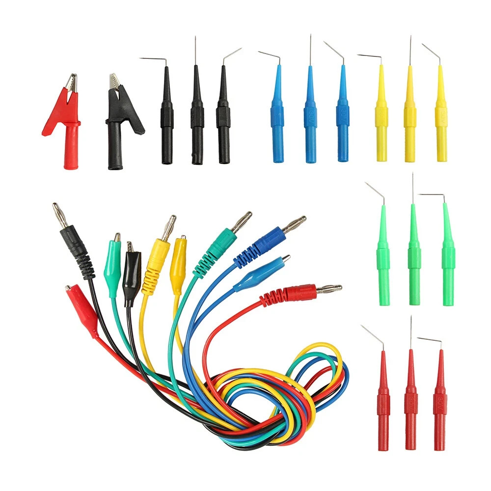 22pcs Automotive Back Probe kit Multimeter Test Leads Alligator Clips Wire Tool
