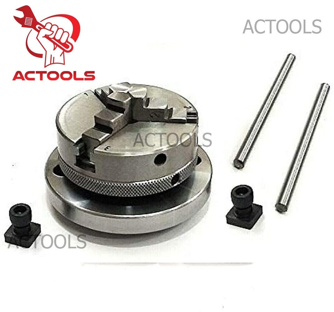 4" 100mm Rotary Table Horizontal And Vertical With 3 Jaw 65mm Chuck Backplate
