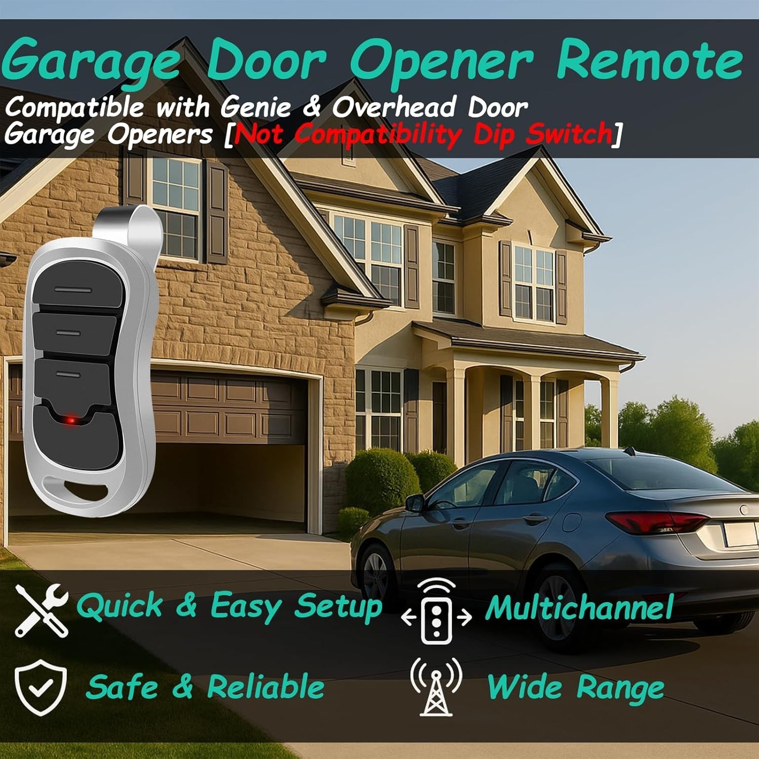2-Pack Genie Replacement Garage Door Opener Remote - Lightweight & Easy Control