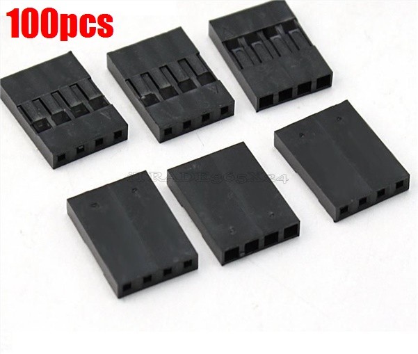 100Pcs Housing Female Pin Connector 4P Dupont Jumper Wire Cable 2.54MM Pitch zn