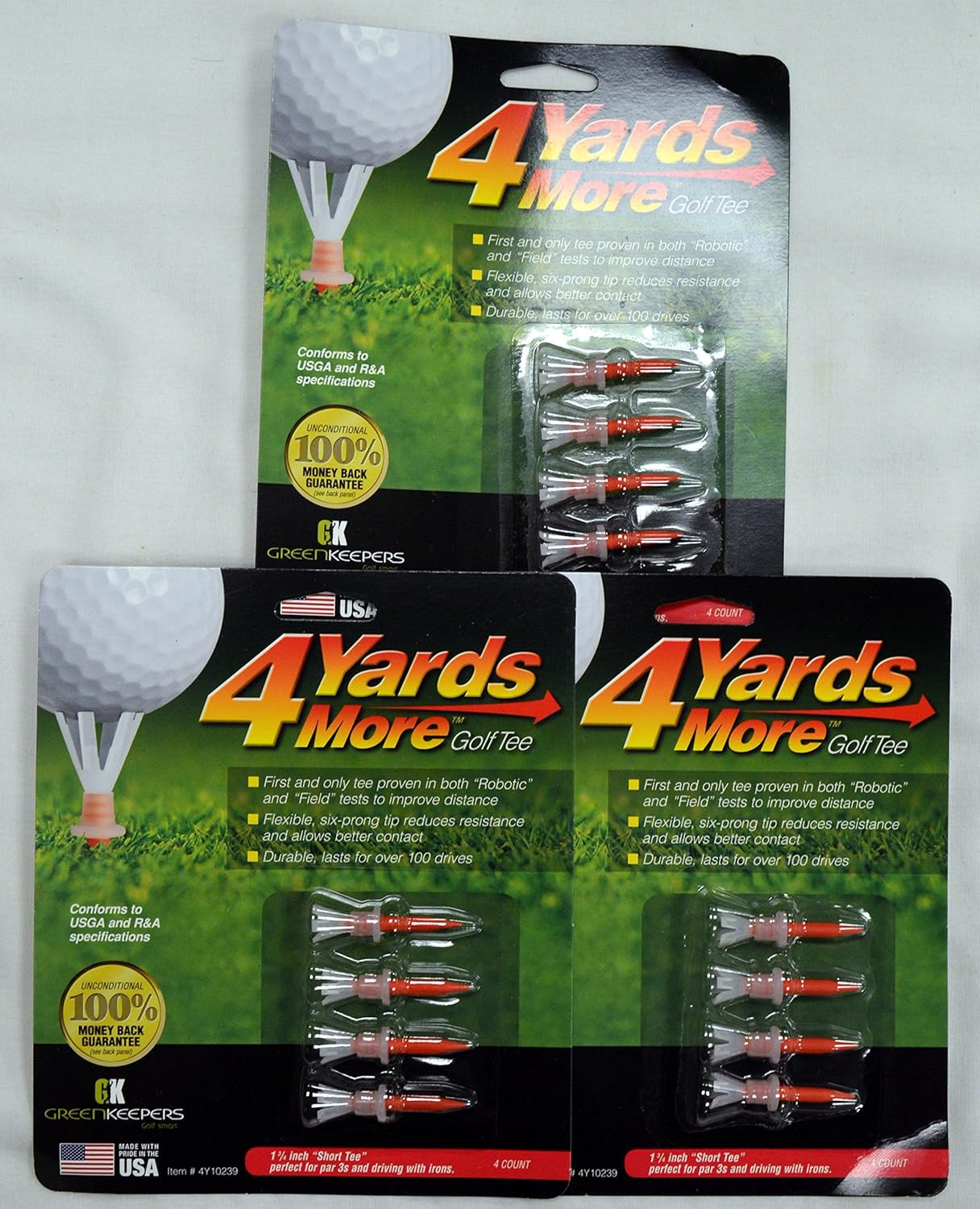 Golf Tees 1 3/4" - Red - 3 Packs of 4 Tees - (11925)