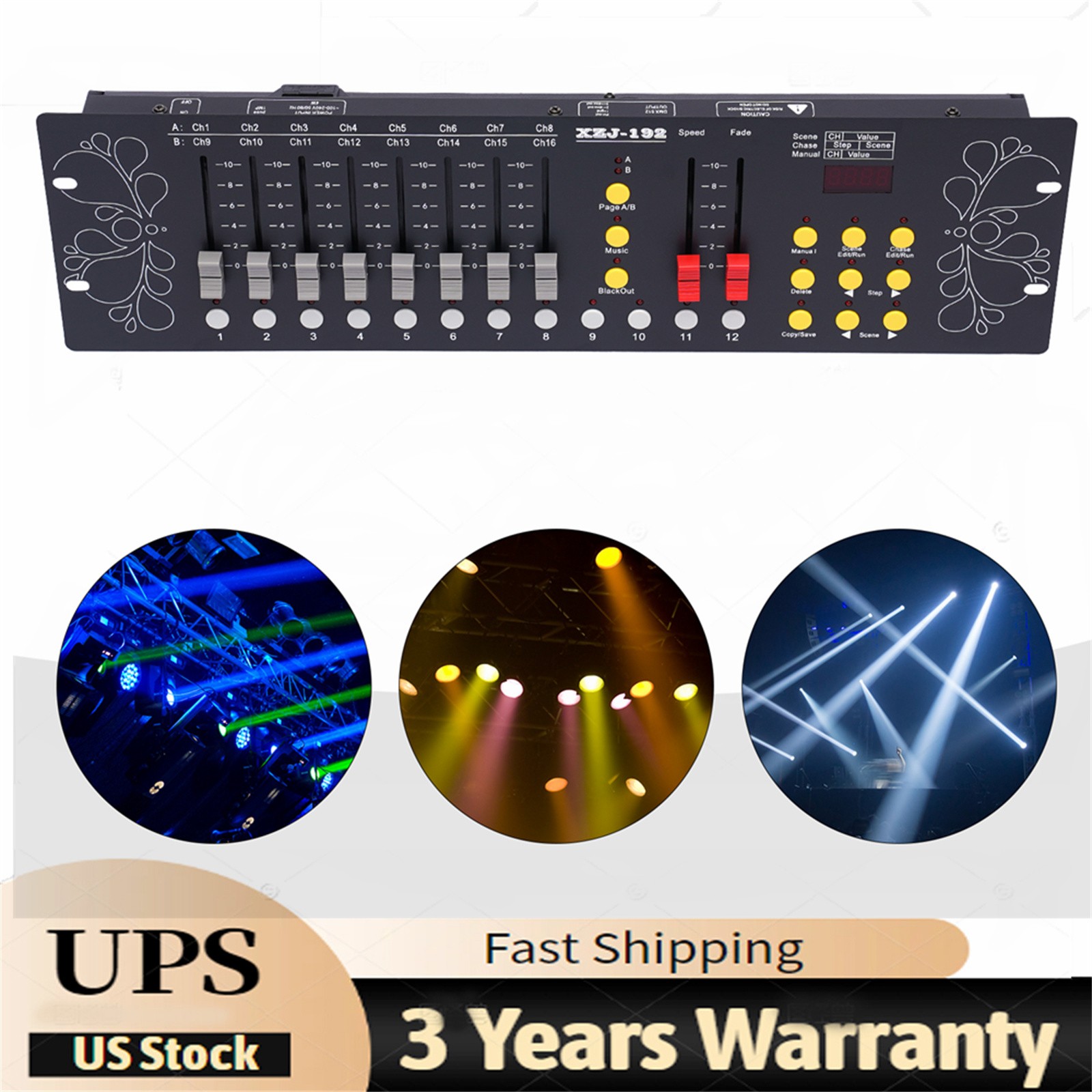 DJ DMX 512 192 Channels Operator Console Controller Stage Lighting DJ Party US！