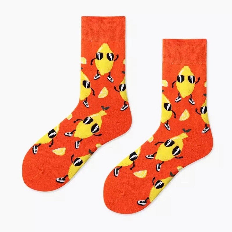 Happy Lemon Wearing Sunglasses Pattern Sock from the Sock Panda
