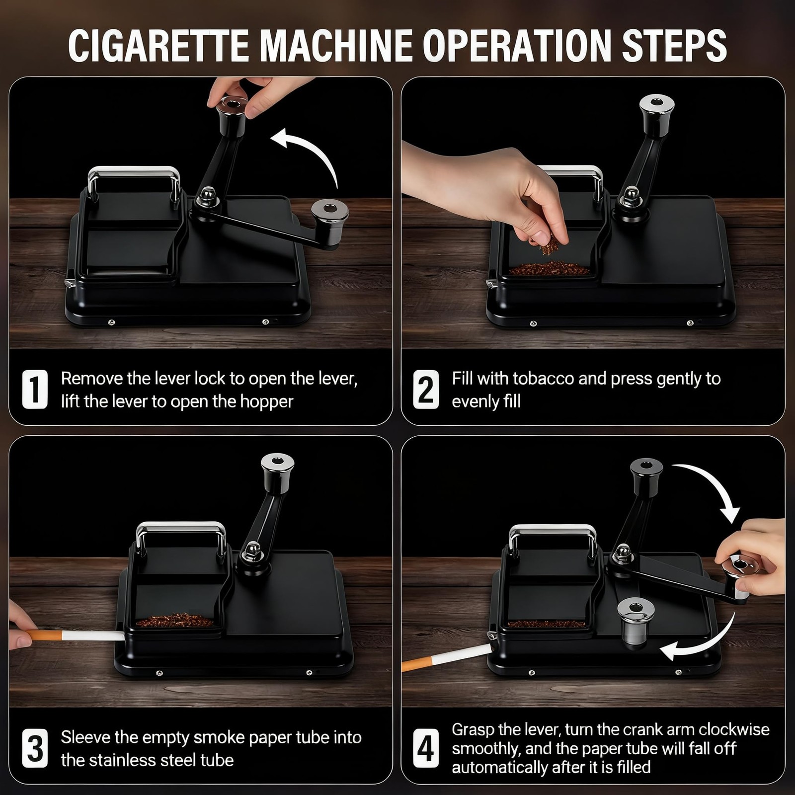 ShenDu Cigarette Rolling Machine Manual Injector for 8mm Tubes（Black）