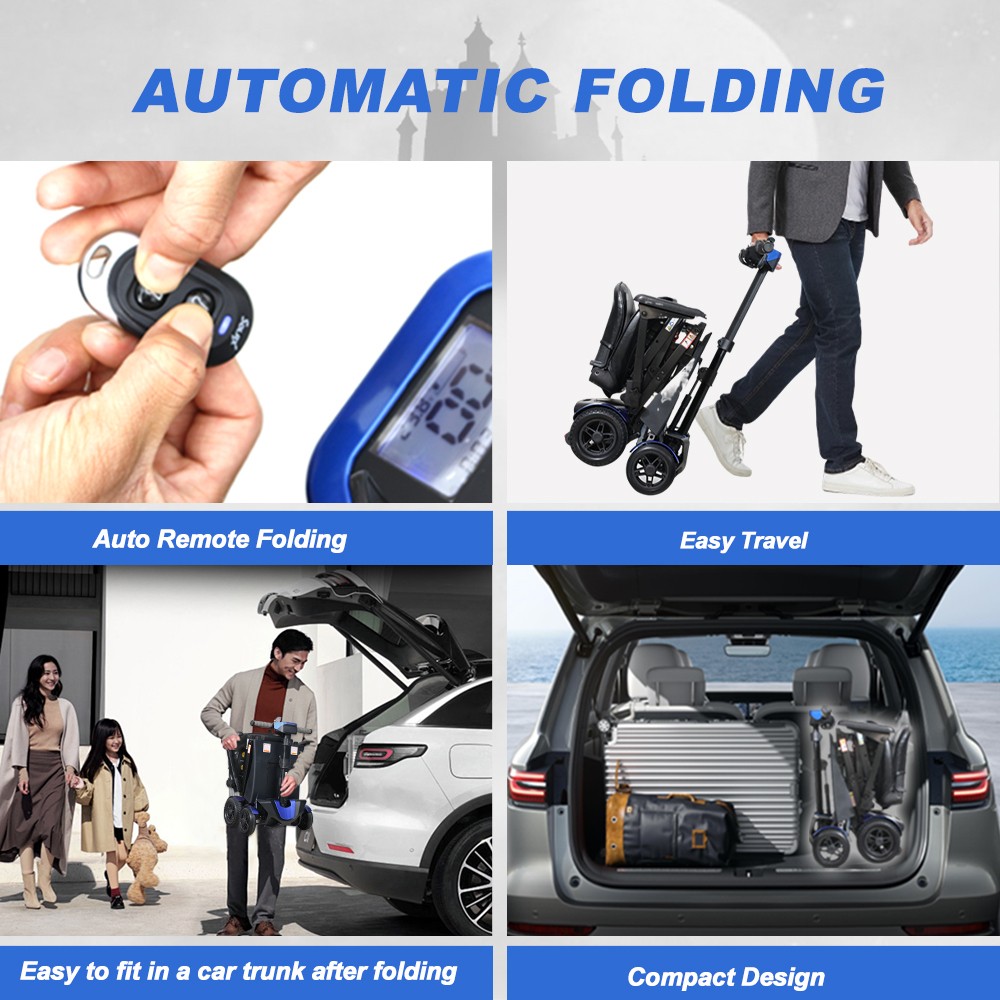 Remote Control Foldable Electric Mobility Scooter with Suspension for Senior