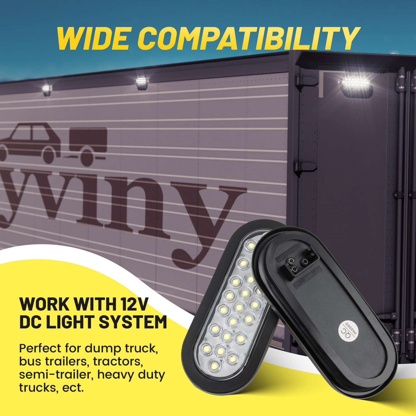 6 Inch Oval White LED Trailer Tail Lights with 6" 24LEDs Light
